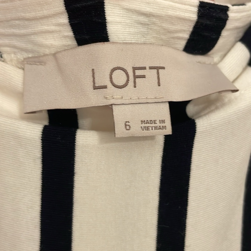 LOFT Striped Tiered Square Neck Dress - Picture 10 of 10
